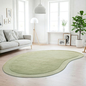 Moss Green Curved Woollen Rug - Lost Design Society