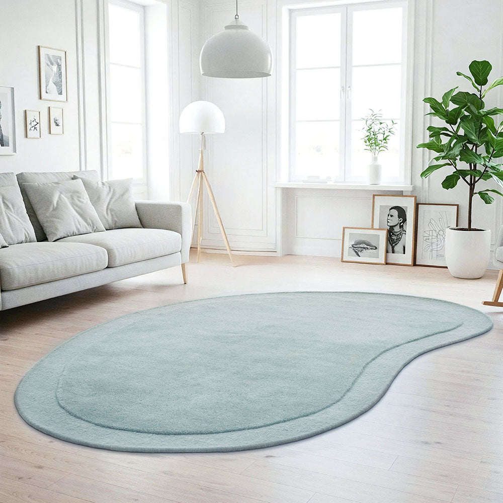 Mist Blue Curved Woollen Rug