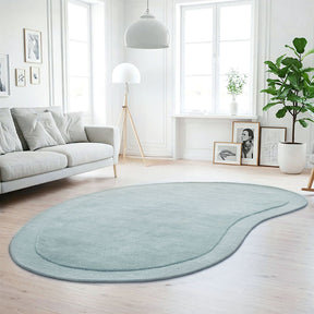 Mist Blue Curved Woollen Rug - Lost Design Society