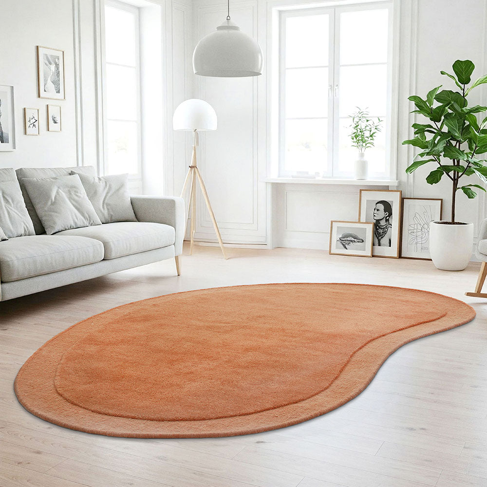 Terracotta Curved Woollen Rug