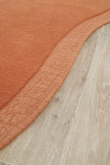 Terracotta Curved Woollen Rug
