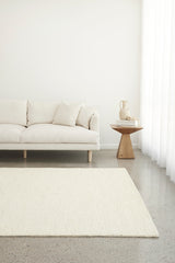 Ivory Cream Pebble Textured Wool Rug