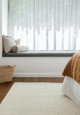 Ivory Cream Pebble Textured Wool Rug