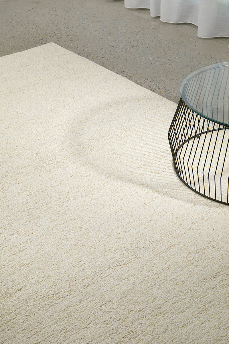 Ivory Cream Pebble Textured Wool Rug