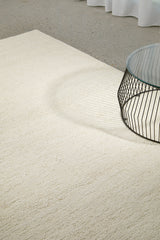 Ivory Cream Pebble Textured Wool Rug