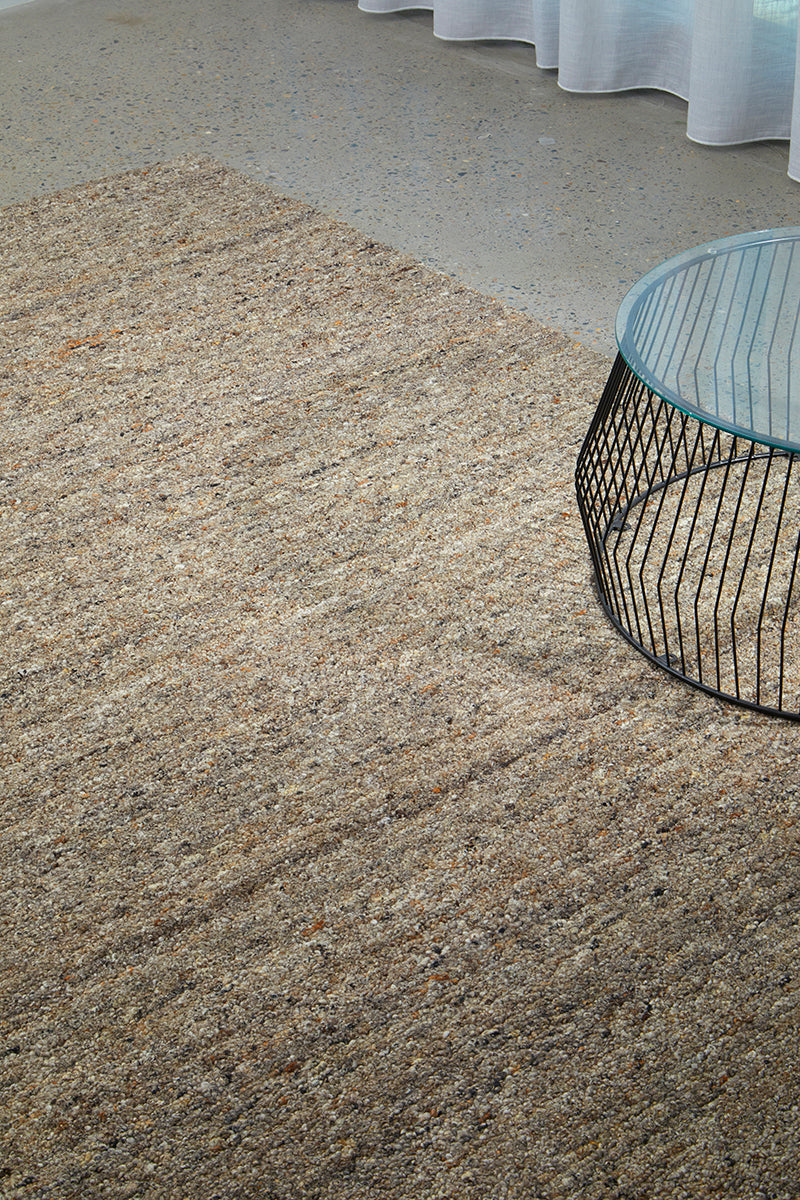 Driftwood Greige Pebble Textured Wool Rug