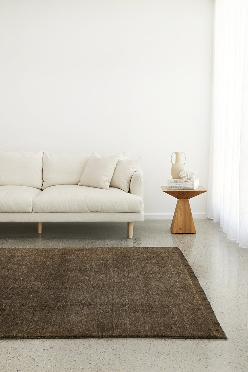 Hand-Loomed Brown Tassel Wool Rug