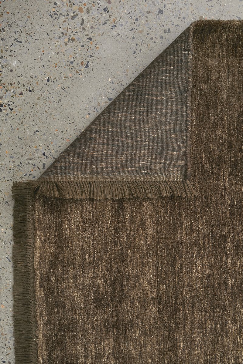 Hand-Loomed Brown Tassel Wool Rug