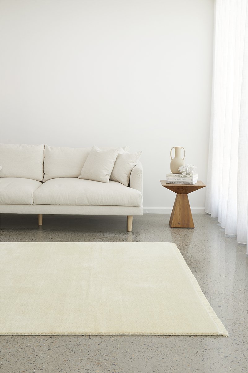 Hand-Loomed Cream Tassel Wool Rug - Lost Design Society