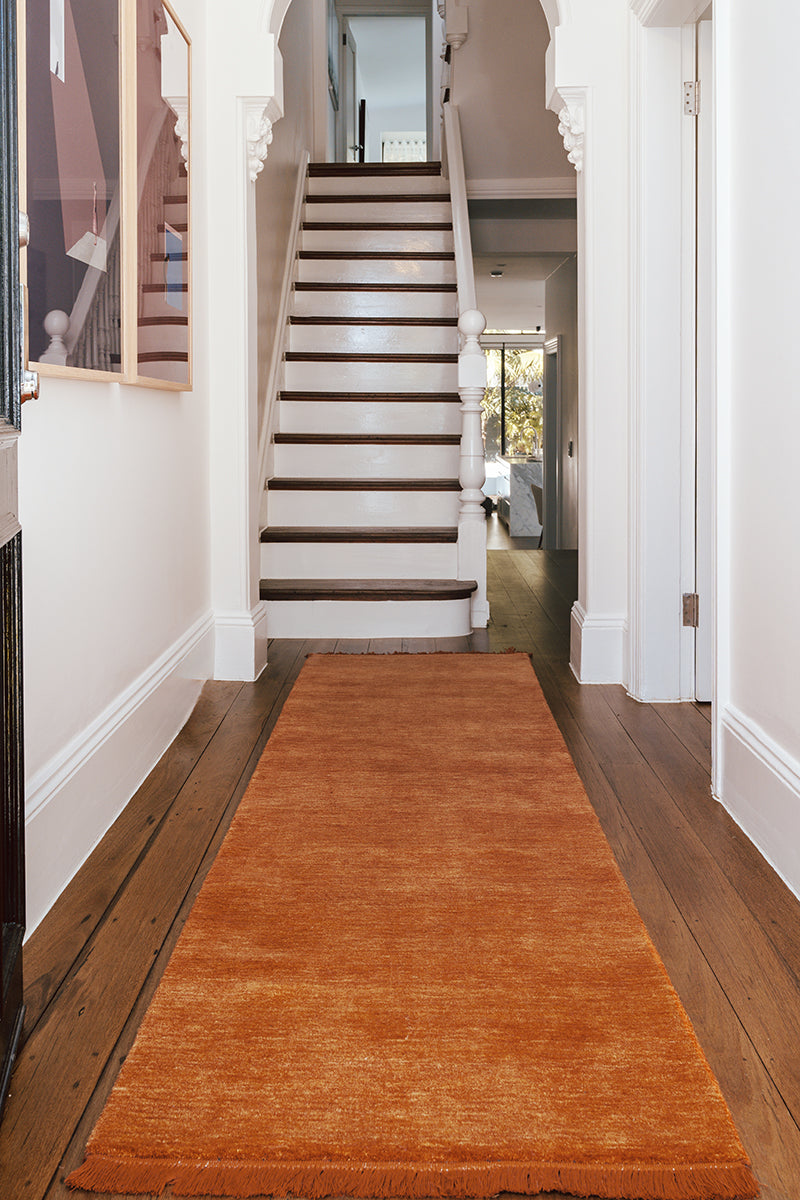 Hand-Loomed Terracotta Tassel Wool Rug
