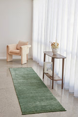 Hand-Loomed Sage Green Tassel Wool Rug