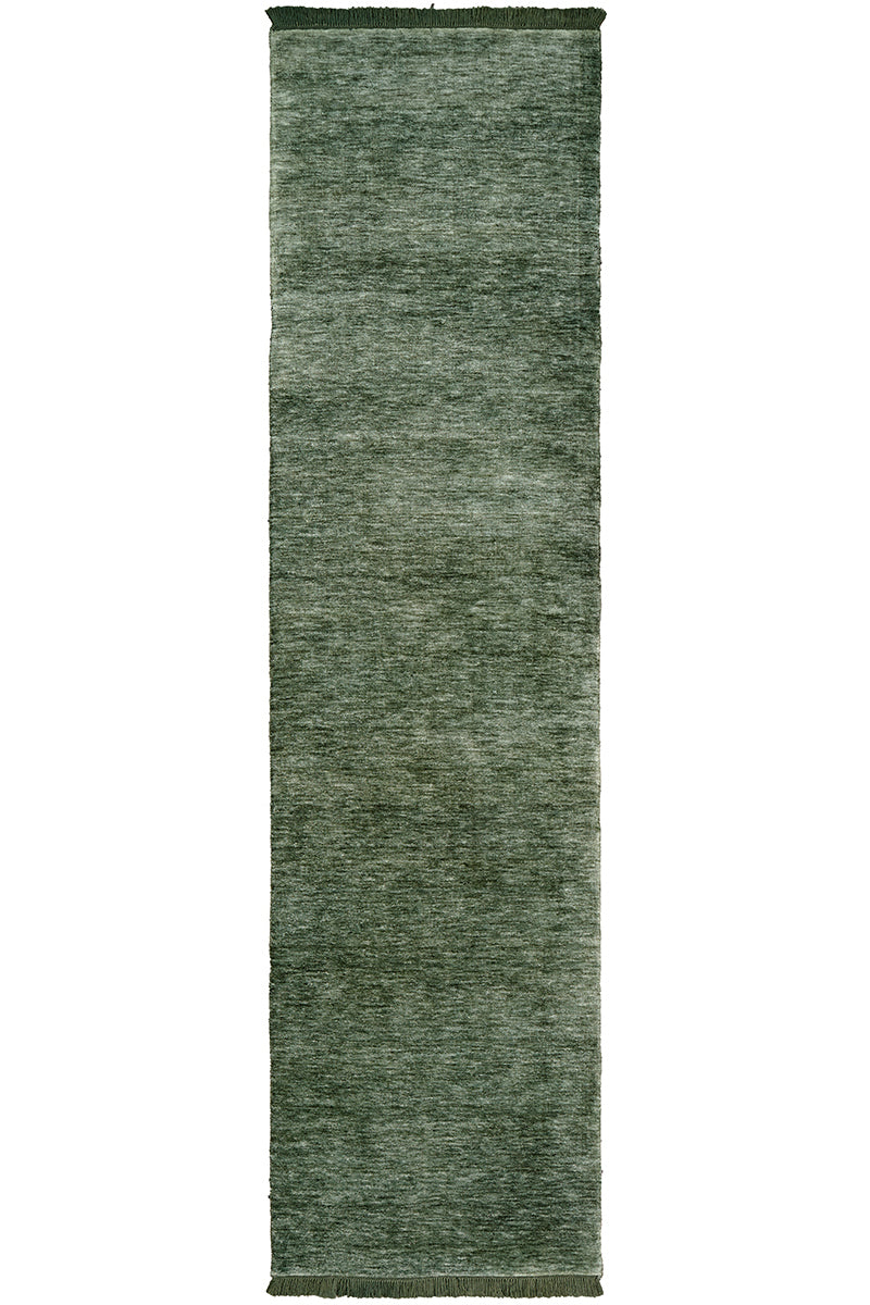 Hand-Loomed Sage Green Tassel Wool Rug