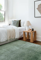 Hand-Loomed Sage Green Tassel Wool Rug