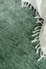 Hand-Loomed Sage Green Tassel Wool Rug
