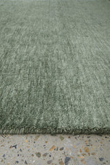 Hand-Loomed Sage Green Tassel Wool Rug
