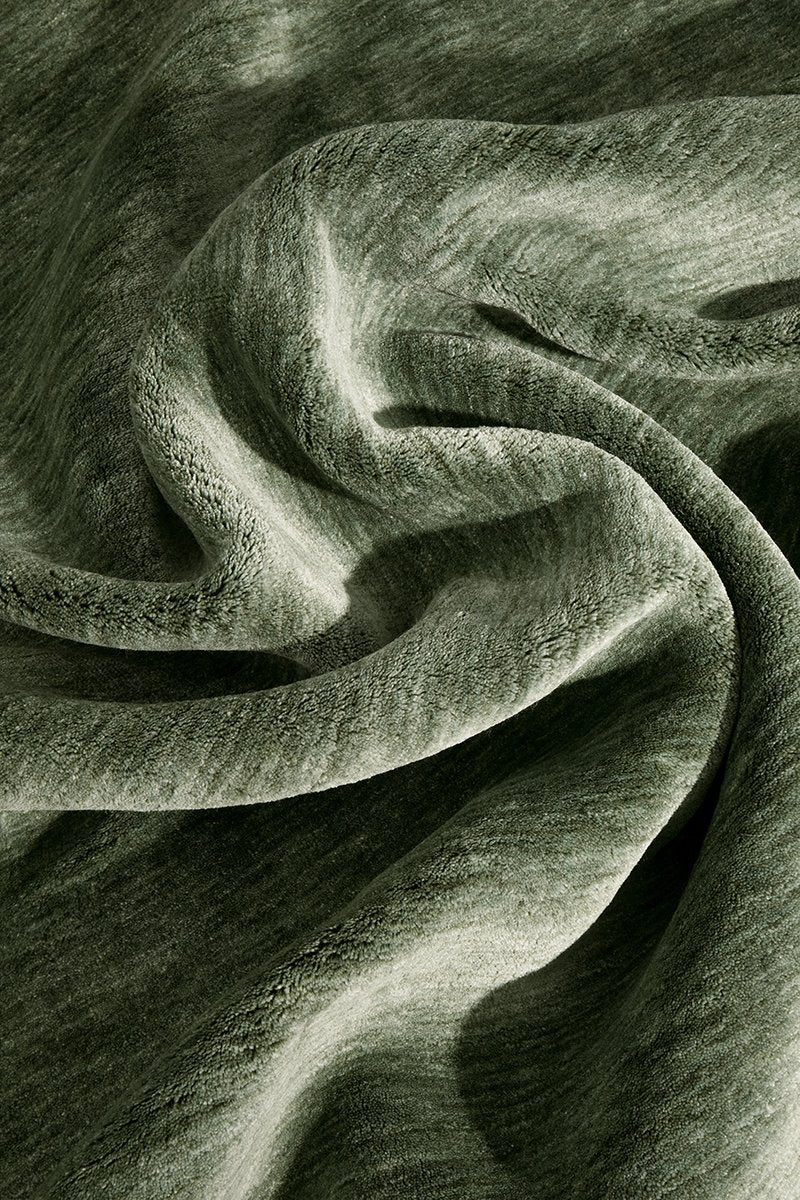 Hand-Loomed Sage Green Tassel Wool Rug