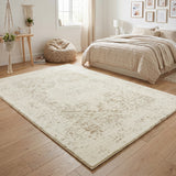 Beige Medallion Memory Foam Rug