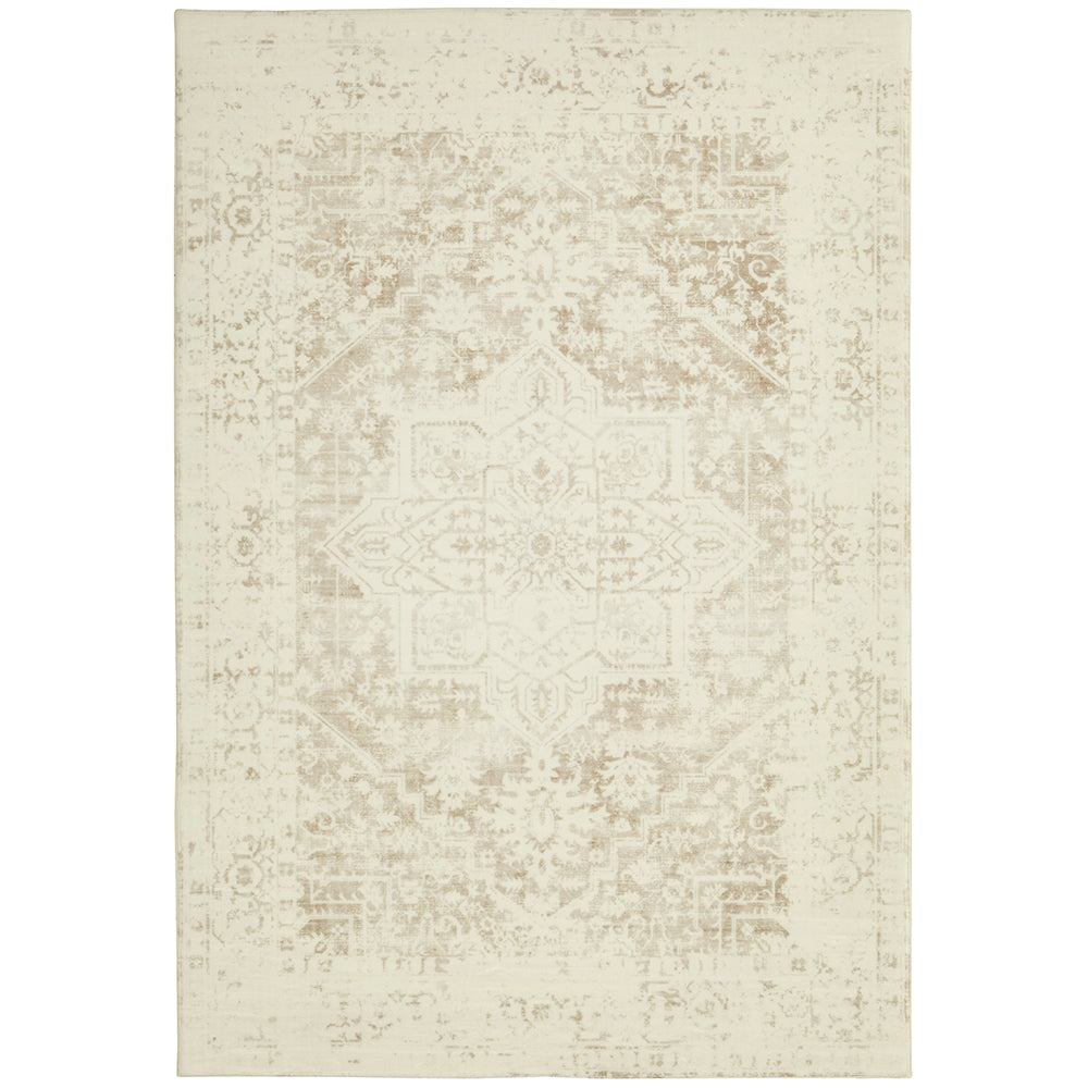 Beige Medallion Memory Foam Rug