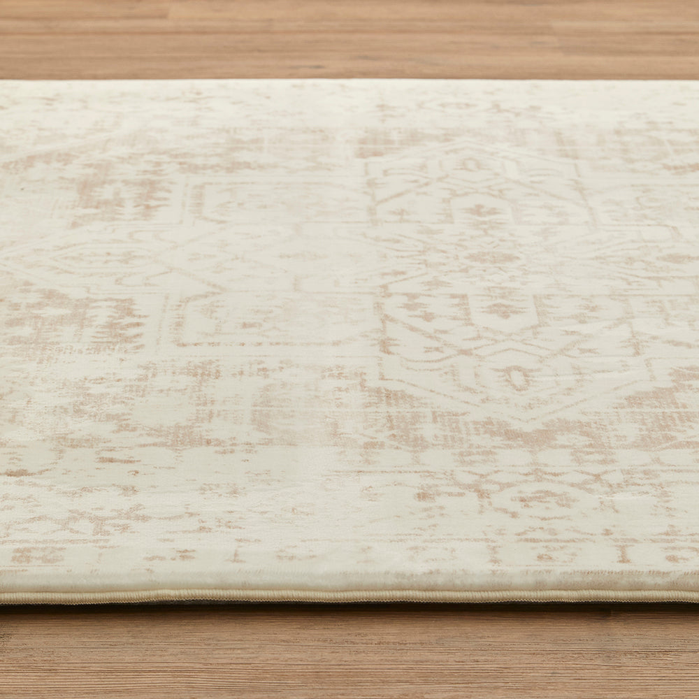 Beige Medallion Memory Foam Rug