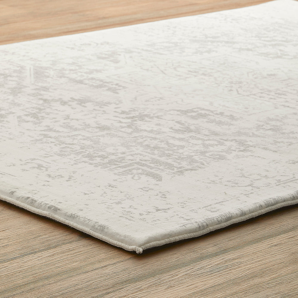 Silver Medallion Memory Foam Rug