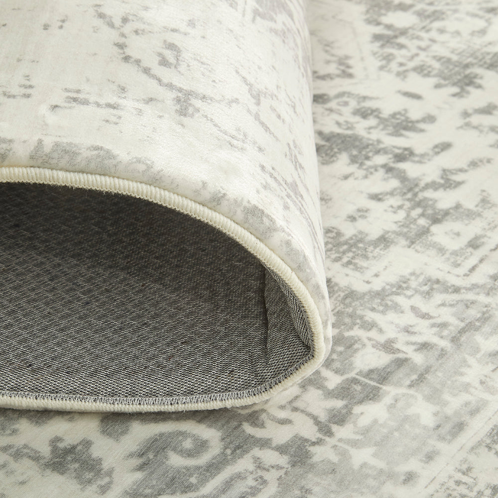 Silver Medallion Memory Foam Rug