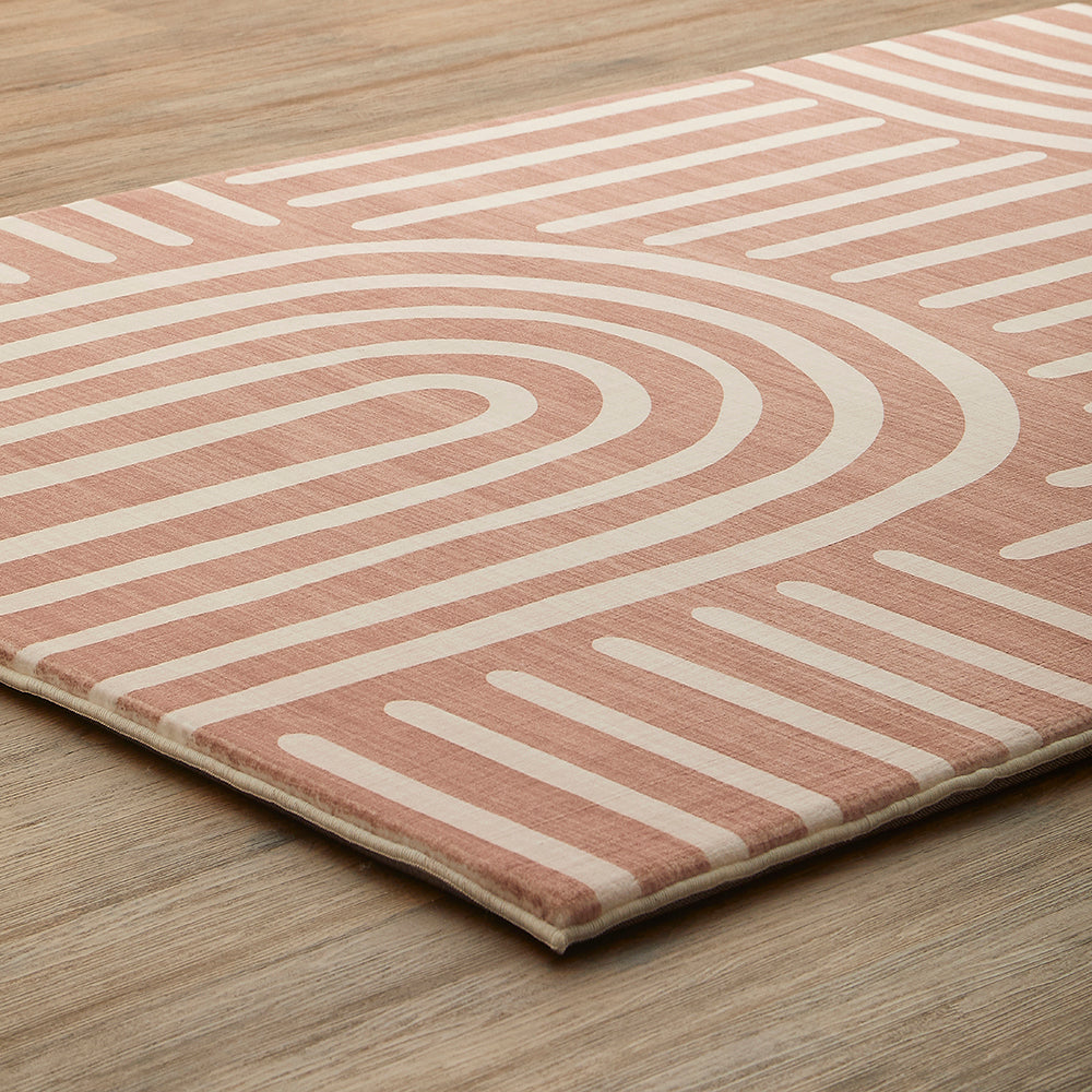 Terracotta Brown Arch Memory Foam Rug