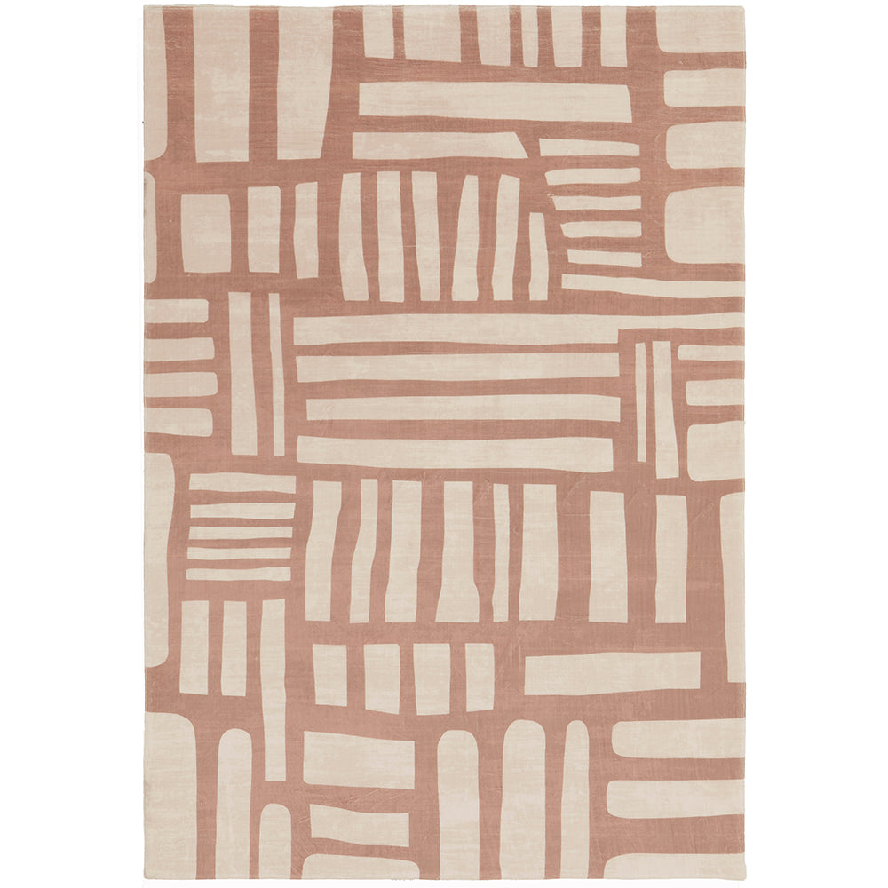 Brown Abstract Block Memory Foam Rug
