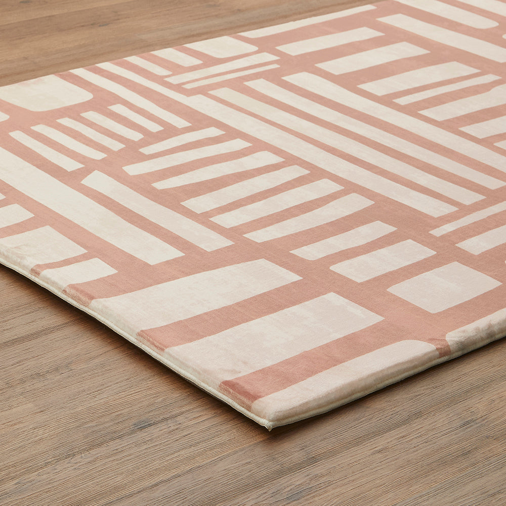Brown Abstract Block Memory Foam Rug