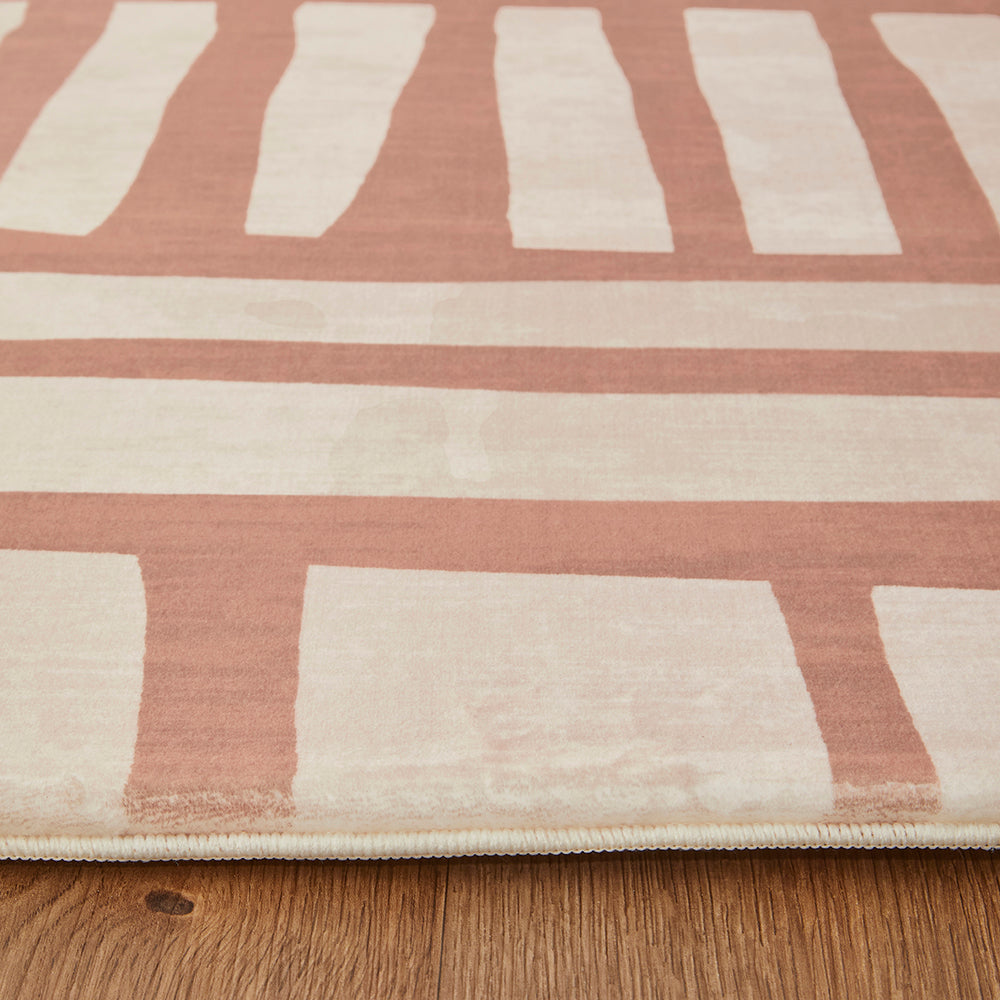 Brown Abstract Block Memory Foam Rug