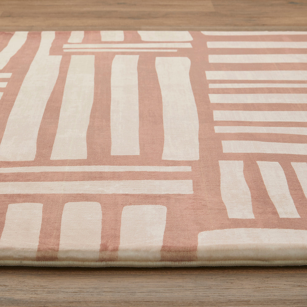 Brown Abstract Block Memory Foam Rug