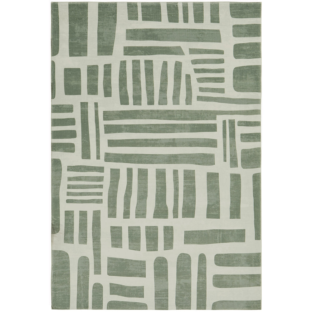 Sage Green Abstract Block Memory Foam Rug