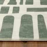 Sage Green Abstract Block Memory Foam Rug