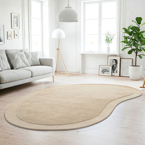 Beige Curved Woollen Rug - Lost Design Society