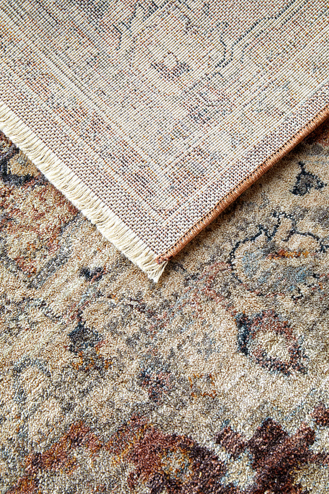 Close-up of a patterned rug with a visible border.