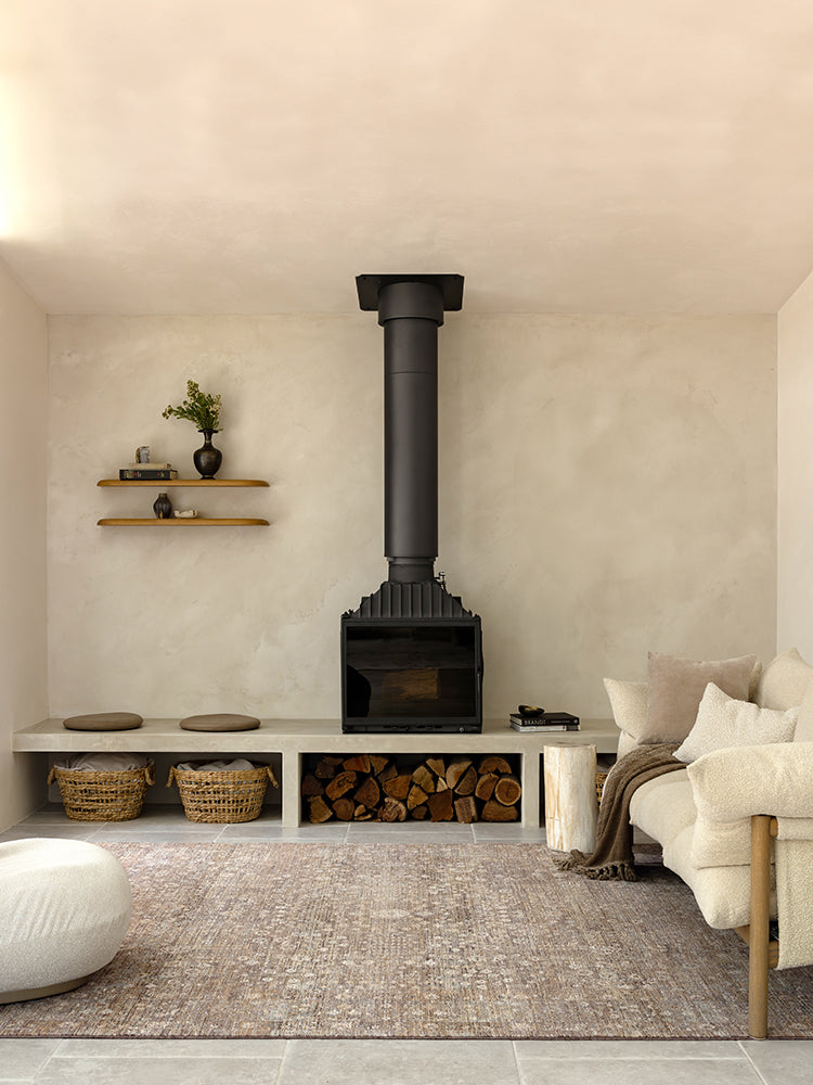 Rustic Floral Fringed Rug