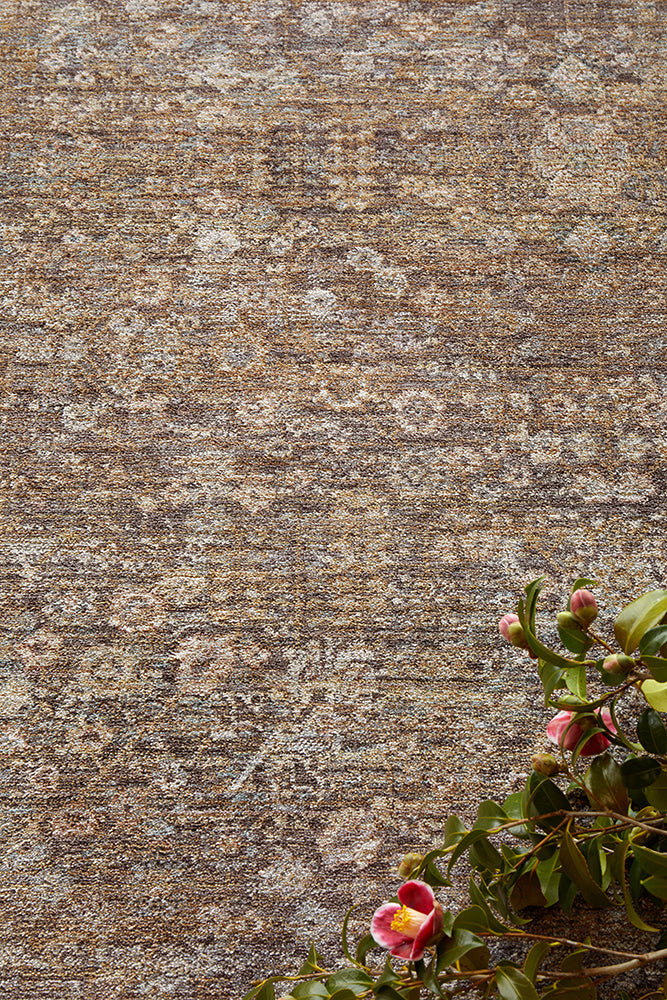 Rustic Floral Fringed Rug