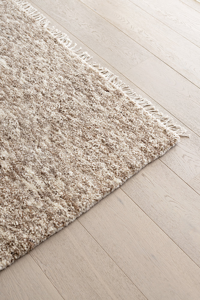 Terra Brown Wool Fringe Rug