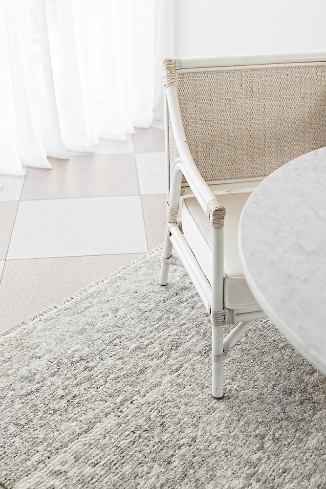 Terra Silver Wool Fringe Rug