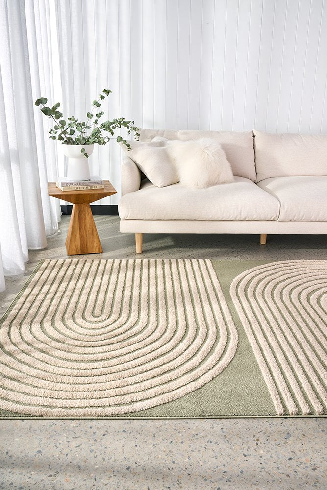 Astria Cream and Green Texture Rug