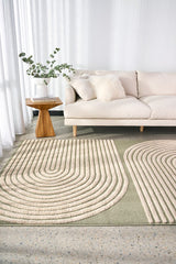 Astria Cream and Green Texture Rug