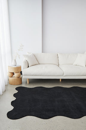 Waveform Black Washable Rug - Lost Design Society