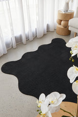 Waveform Black Washable Rug