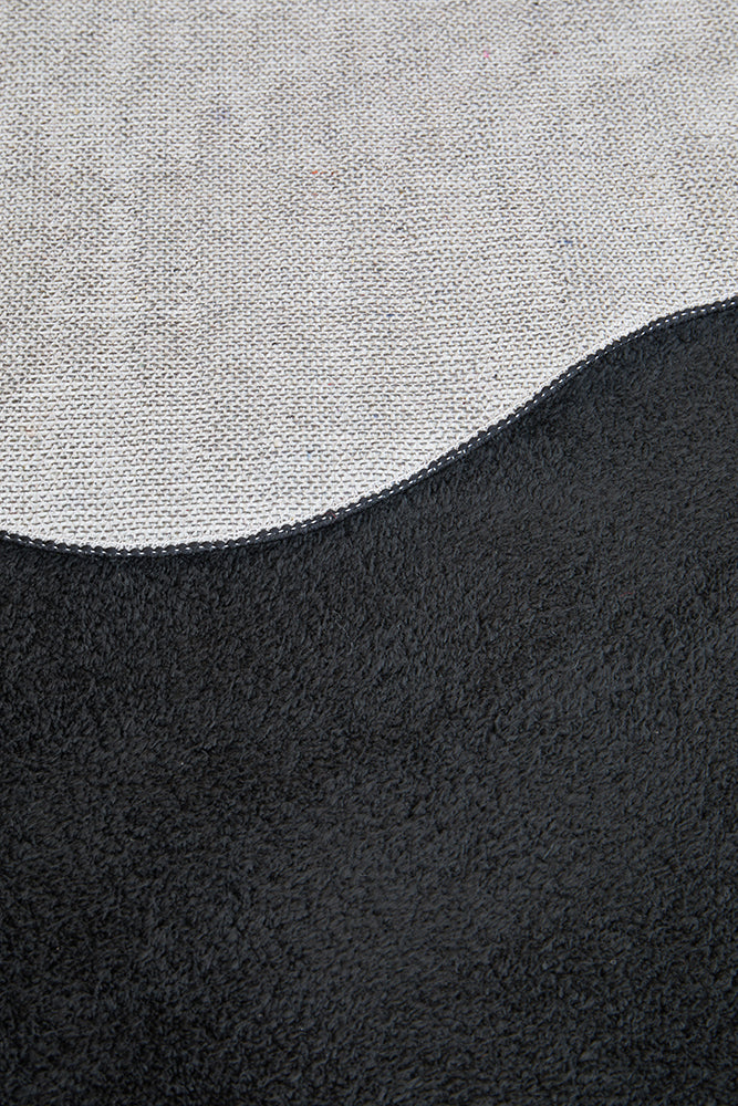 Waveform Black Washable Rug