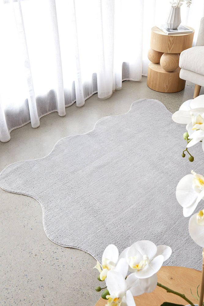 Waveform Silver Washable Rug