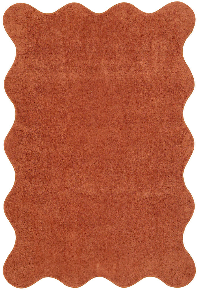 Waveform Terracotta Washable Rug