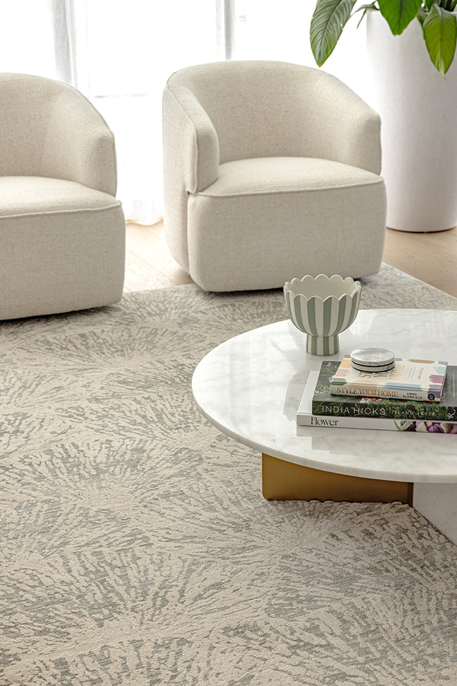 Emma Blomfield Plume Frost Rug – Soft Organic Motif
