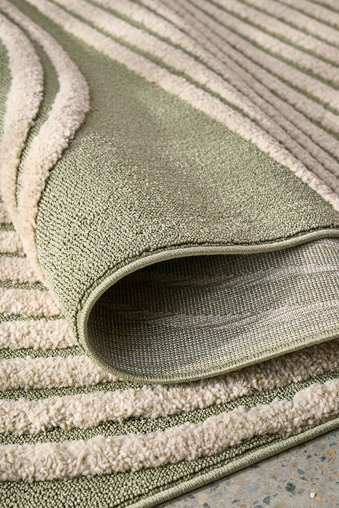 Astria Cream and Green Texture Rug