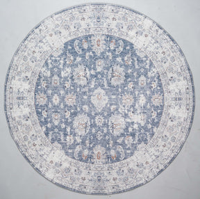Verve Floral Blue Round Rug - Lost Design Society