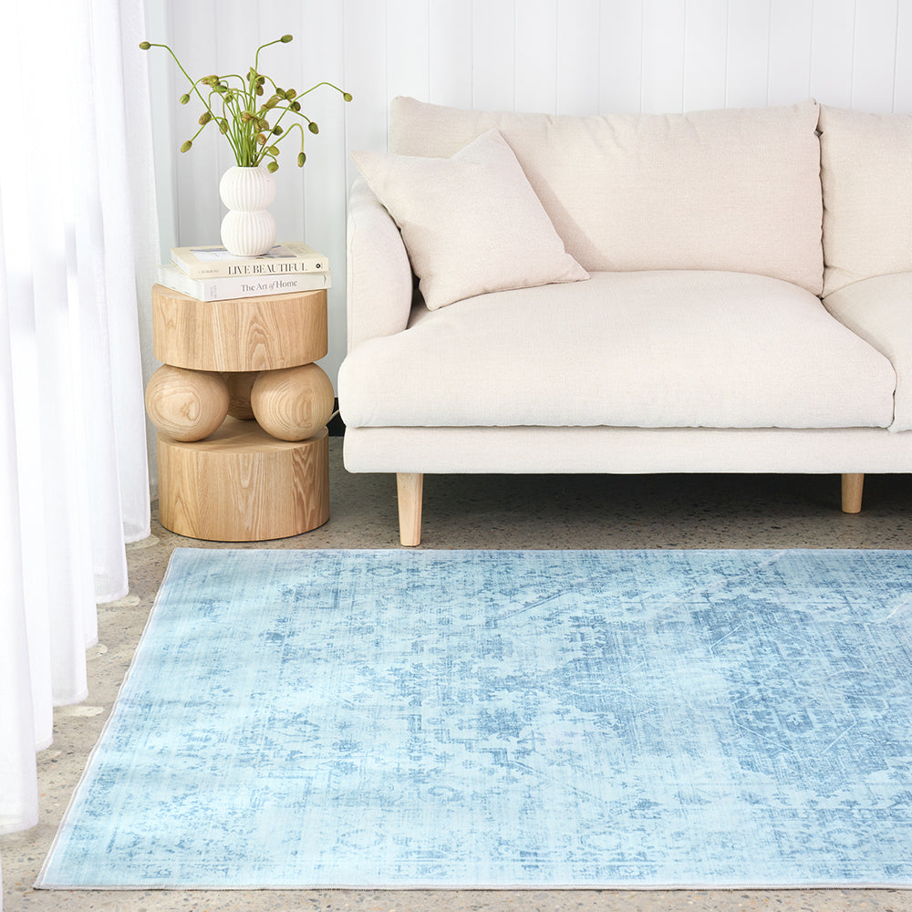 Aquamarine Blue Washable Rug