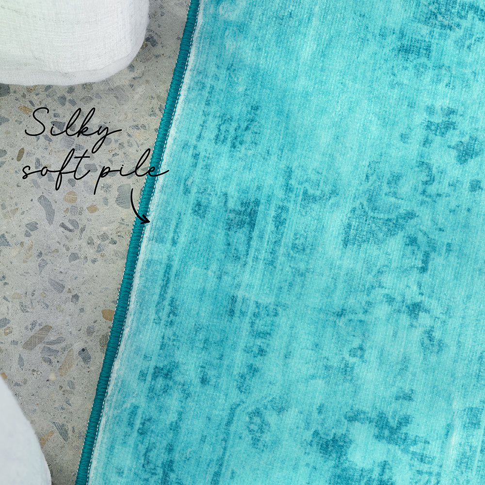 Teal Topaz Washable Rug